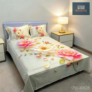 Luxury 3D Digital Print Cotton Bedsheet Set – King Size Premium Soft Bedding Collection