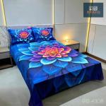 Luxury 3D Digital Print Cotton Bedsheet Set – King Size Premium Soft Bedding Collection