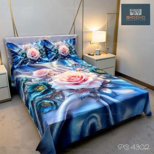 Luxury 3D Digital Print Cotton Bedsheet Set – King Size Premium Soft Bedding Collection
